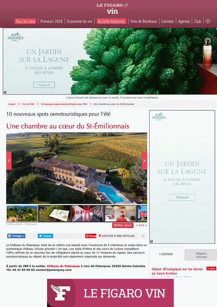 Figaro Vin — Article consacré au Palanquey — juin 2018 Figaro Vin — Article consacré au Palanquey — juin 2018
